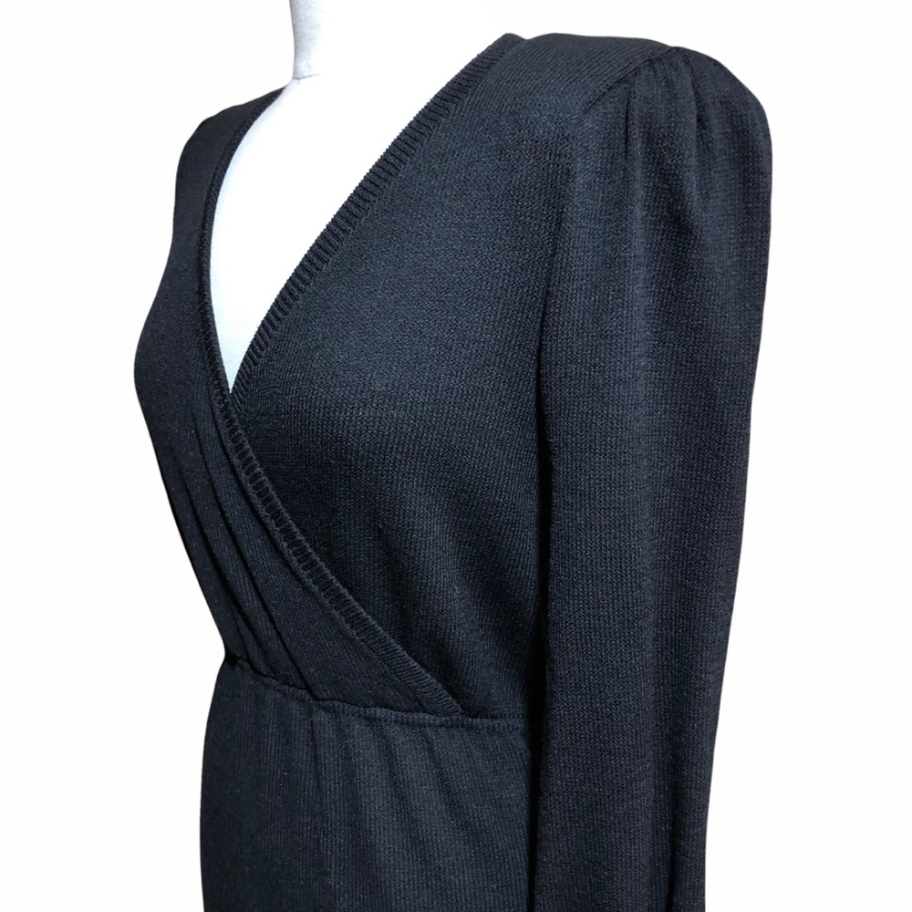 St. John Collection Black Knitted Dress 3/4 Sequin Sleeves MADE IN USA - Picture 4 of 13